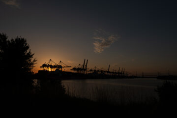 Joachin Klein - Waltershof mach Moorburg 25.06.2022 - Abendstimmung am Containerterminal Altenwerder